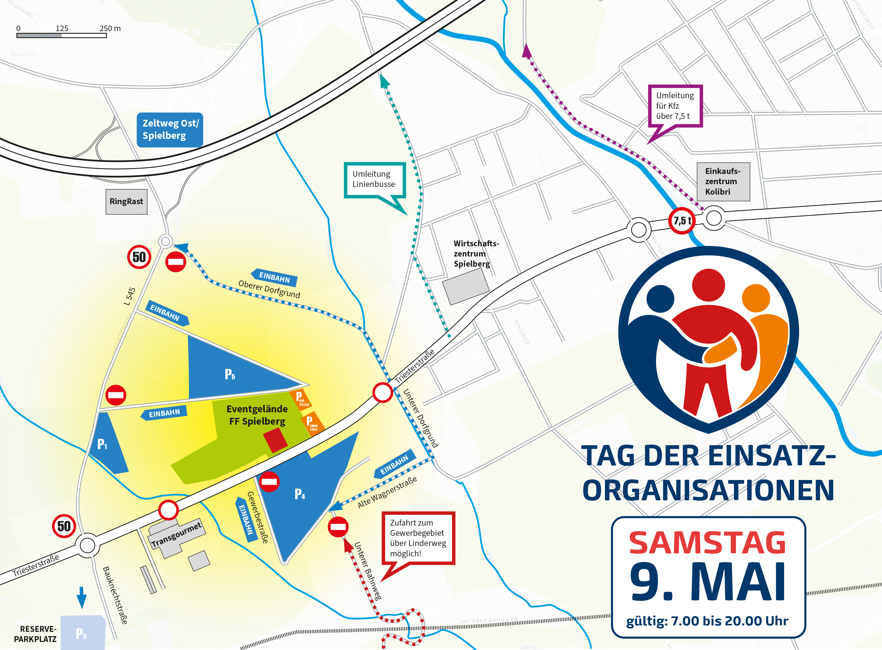 Informationen rund um den Tag der Einsatzorganisationen am 9. Mai in Spielberg